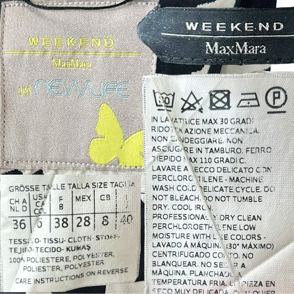 Weekend Max Mara, New Life Houndstooth Short-Sleeve Blouse Black/White Size 6 US - Picture 4 of 15